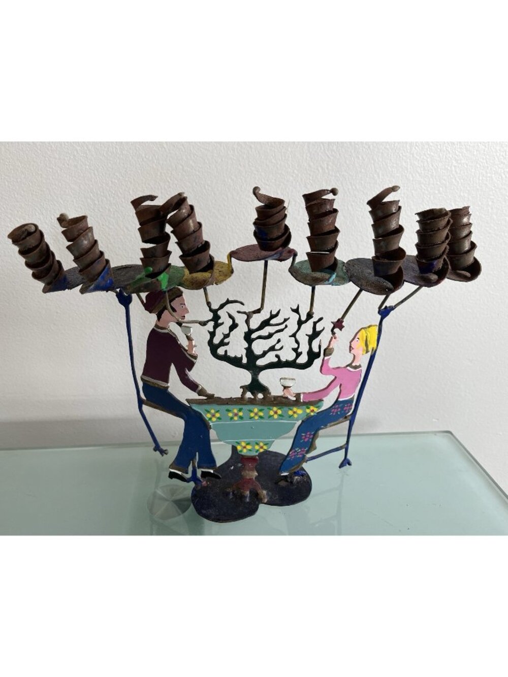 Piper Strong Metal Menorah Sculpture Judaica Folk Art